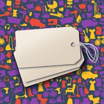 Empty tags on the shopping icons pattern with theme for sale, advertising and Stock Illustration