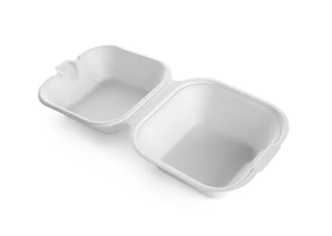Empty takeaway food container isolated on white background Stock Photos