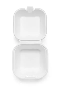 Empty takeaway food container isolated on white background, top view Stock Photos