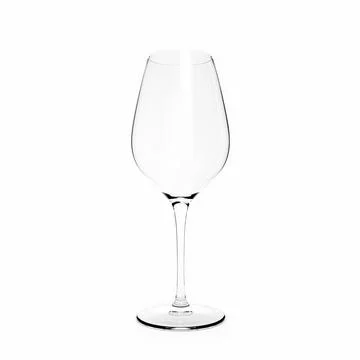 Empty tall clear wine glass.Isolated on white background.3D Rendering. Stock Photos