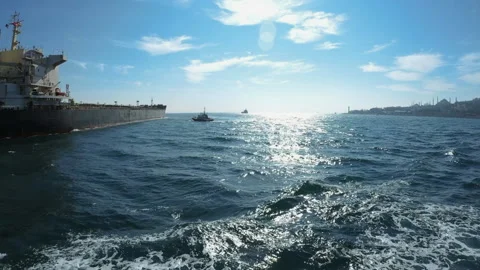 Empty tanker in Bosphorus, Turkey Stock Footage 155451954