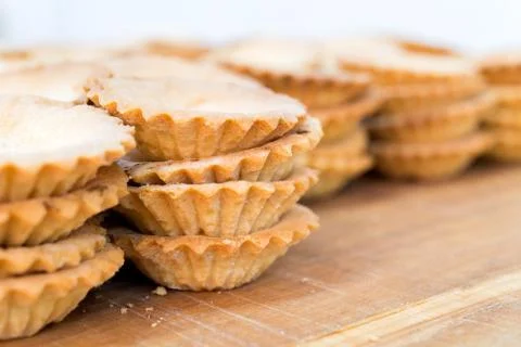 Empty Tartlets on Wooden Table Stock Photos