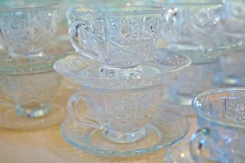 Empty tea cup coffee cup for meeting . coffee cups prepare set up for take a  Stock Photos