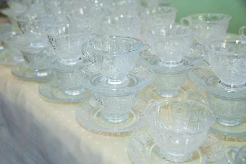 Empty tea cup coffee cup for meeting . coffee cups prepare set up for take a  Stock Photos