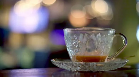 Empty tea cup left in cafe Stock Footage 60601990
