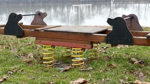 Empty Teeter In KIds Park Stock Footage 48218029