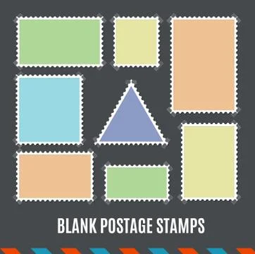 Empty Template Blank Postage Stamps Set. Vector Stock-Illustration