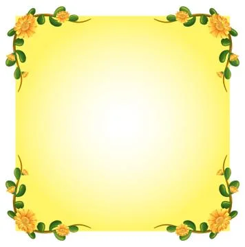 An empty template with a flowering plant border design Stock Illustration