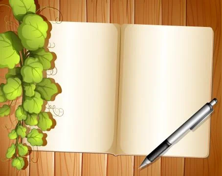 An empty template with plants and a ballpen Stock Illustration