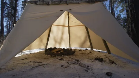 Empty tent in the forest on a sunny day Stock Footage 101201657