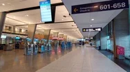 Empty Terminal Due To Covid-19 At Large North American Airport Stock Footage