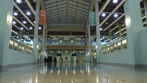 Empty terminal lobby space with check-in counters at Port Everglades Stock Footage 117749514