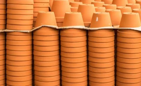 Empty terracotta pots Stock Photos