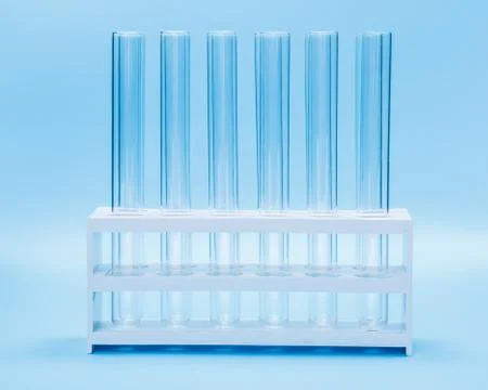 Empty test tubes in rack Stock Photos