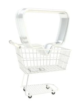 Empty text bubble in a shopping cart Illustrazione stock