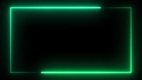 Empty text frame. Green neon color. Electrical lines rectangular frame tablet Video stock 245306969