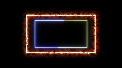 Empty text neon frame.Electrical lines rectangular frame tablet pattern for.. Stock Footage 331653564