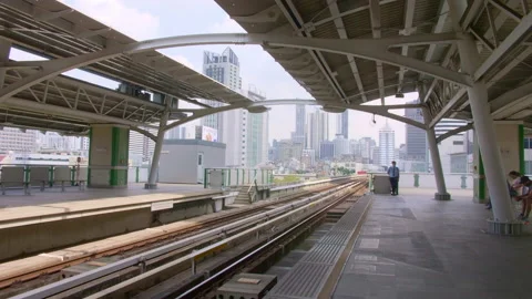 Empty Thai BTS sky train station, Phleon Chit, Bangkok, Thailand Video stock 231470917