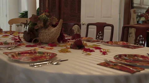 Empty Thanksgiving Table Stock Footage