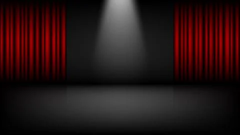 Empty theater or cinema stage with red curtains, vector illustration Stock Illustration