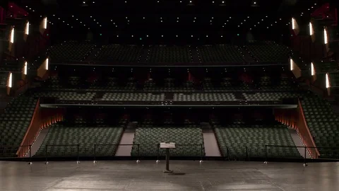 Empty theatre with camera zooming upwards from stage to the top of theatre. 動画素材 88038385