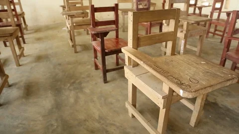Empty Third World Classroom with Chairs Tracking Video stock 101627660