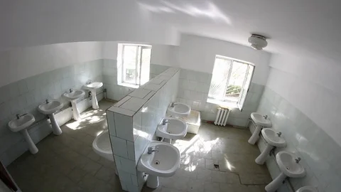 Empty Third World Orphanage Bathroom High Angle Stock-Footage 102149585