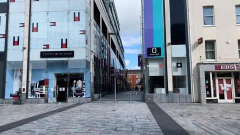 Empty thoroughfare opera lane cork due to Coronavirus Lockdown Stock Footage 129504935