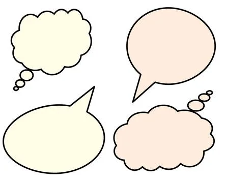 Empty thought balloons, thought icon illustration, symbols of speech and Illustrazione stock