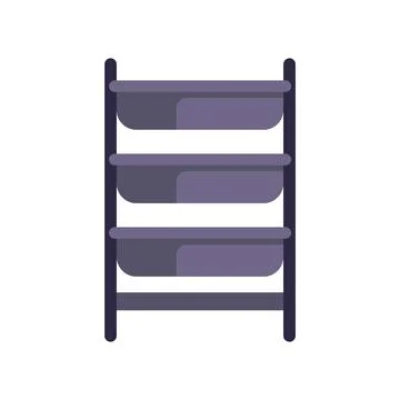 Empty three layer wooden shelf standing isolated on white background Stock Illustration