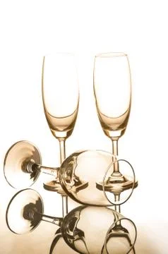 Empty three wine glasses Stock Photos