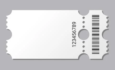 Empty ticket template. Blank concert ticket or lottery coupon. Event coupon or Stock Illustration