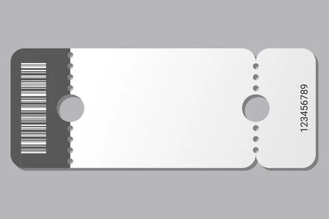 Empty ticket template. Blank concert ticket or lottery coupon. Event coupon or Stock Illustration