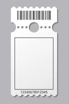 Empty ticket template. Blank concert ticket or lottery coupon. Event coupon or Ilustração Stock