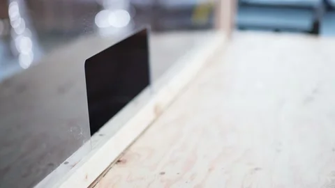 Empty ticket window low shot Stock Footage 146504650