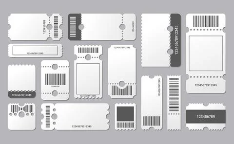 Empty tickets template. Set blank concert ticket, lottery coupons. Event coupon Stock Illustration