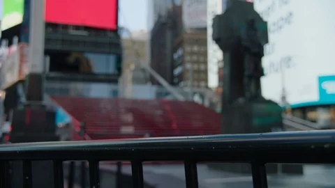 Empty Times Square Camera Racks To Father Duffy Statue Stock Footage 127431219
