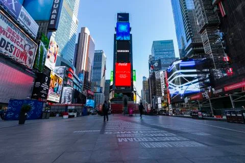 Empty Times Square During Covid-19 Pandemic Stock Photos