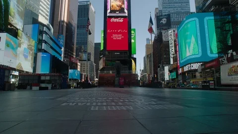 Empty Times Square Low Angle Camera Moves Forward Stock Footage 127431492