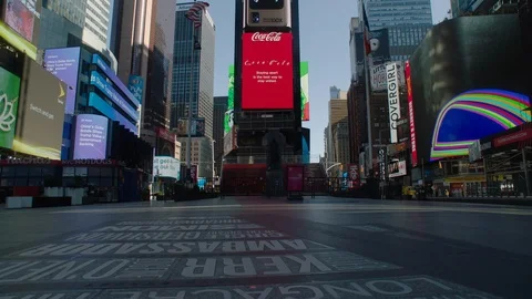 Empty Times Square Low Angle Camera Moving Backwards Stock Footage 127431818