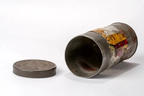 Empty Tin can, isolated on white Stock Photos