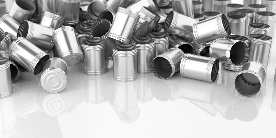Empty Tin can phone silver white background Stock Illustration