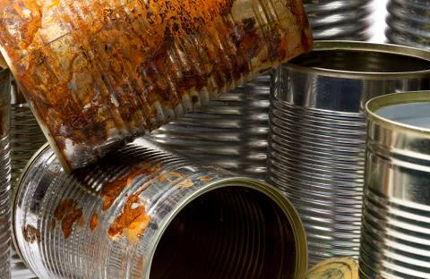 Empty tin cans close-up Stock Photos