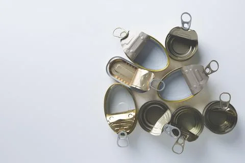 Empty tin cans Stock Photos