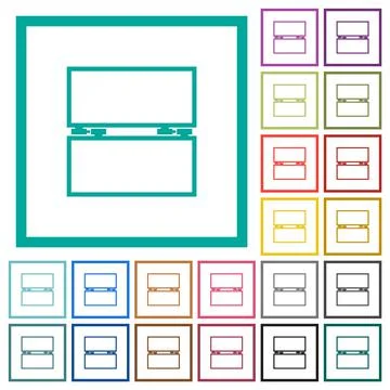 Empty toolbox flat color icons with quadrant frames Illustrazione stock