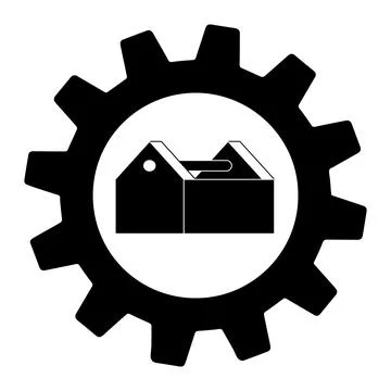 Empty Toolbox in gear icon illustration of work tool Stock Illustration