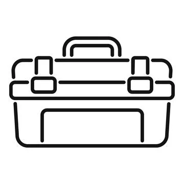 Empty toolbox with metal locks standing on white background Illustrazione stock