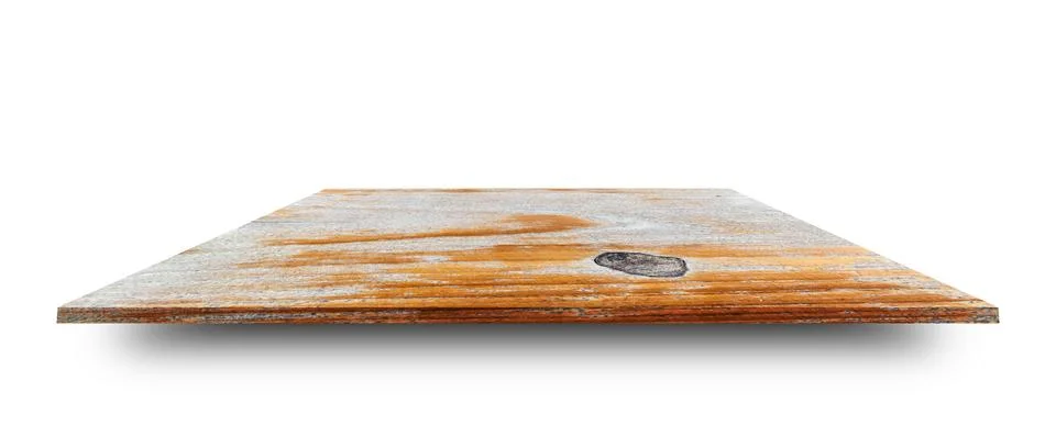 Empty top of wooden table or counter isolated on white background. For produc Stock Illustration