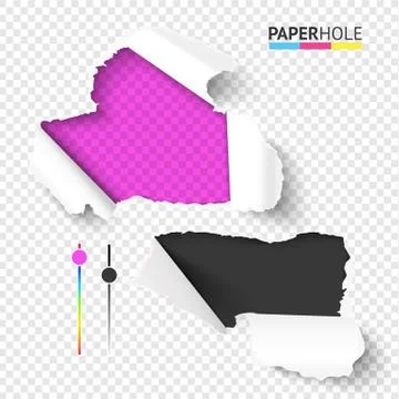 Empty torn paper with rip edges of hole on a transparent background for Stock Illustration