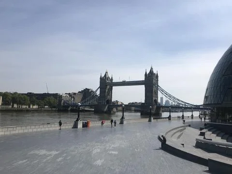 Empty tower bridge area Lockdown london Stock Photos